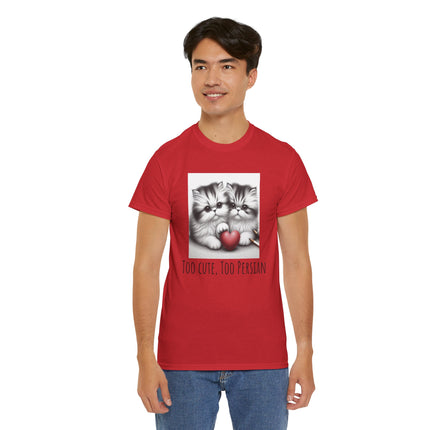 Cat Lover T-Shirt - Two Cute Persian Cats in Love with Red Heart