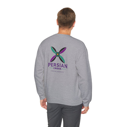 Personlised Unisex Heavy Blend™ Crewneck Sweatshirt. Modern Heritage Persian Cross Design – Timeless Comfort & Style