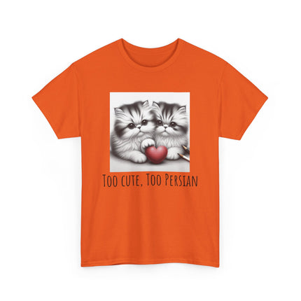 Cat Lover T-Shirt - Two Cute Persian Cats in Love with Red Heart