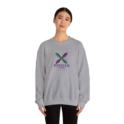 Personlised Unisex Heavy Blend™ Crewneck Sweatshirt. Modern Heritage Persian Cross Design – Timeless Comfort & Style