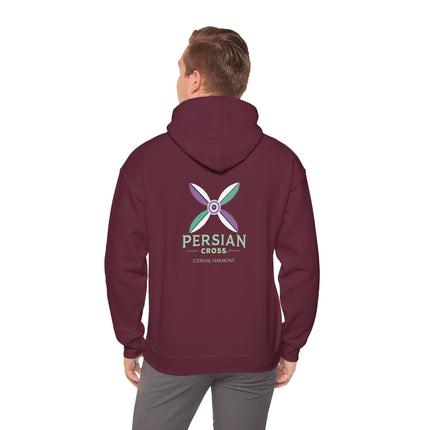 Personalized Unisex Heavy Blend Hooded Sweatshirt – Ancient Persia Sassanid Derafsh Cross Design