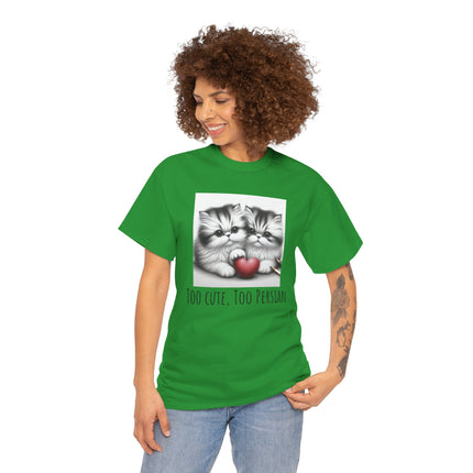 Cat Lover T-Shirt - Two Cute Persian Cats in Love with Red Heart