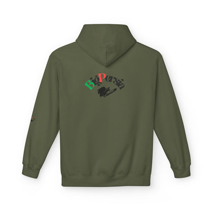 Personalised Casual Unisex Fleece Hoodie with Bold Graphic Print. BigPersia Design. Triple Print.