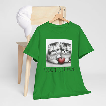Cat Lover T-Shirt - Two Cute Persian Cats in Love with Red Heart