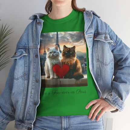 Cat Lover T-Shirt - Two Cute Persian Cats in Love with Red Heart