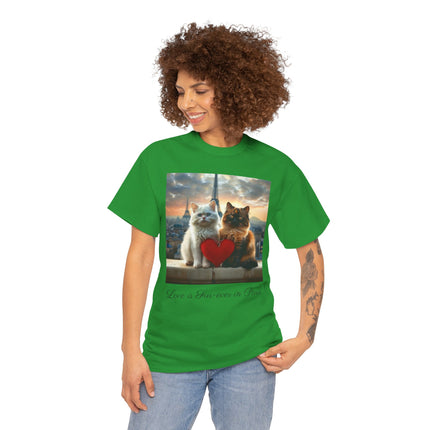 Cat Lover T-Shirt - Two Cute Persian Cats in Love with Red Heart