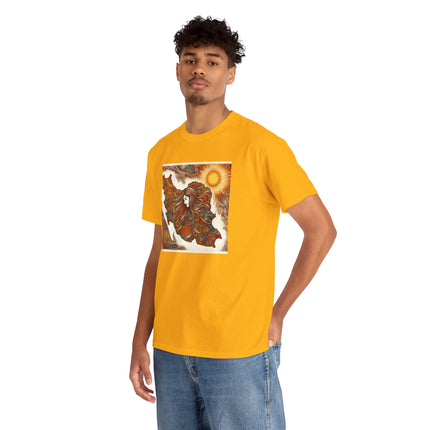 Personalised Persian Unisex T-Shirt – Rising Sun & Long Hair Design | Bohemian Freedom Culture Tee