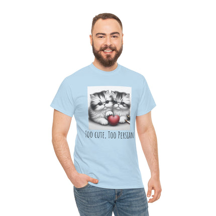 Cat Lover T-Shirt - Two Cute Persian Cats in Love with Red Heart