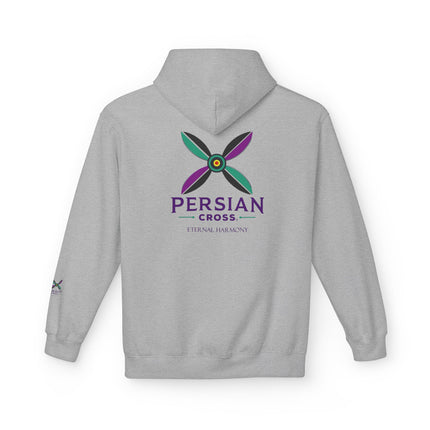 Personilised Unisex Midweight sassanid Persian Cross Fleece Hoodie – Soft, Stylish & Timeless
