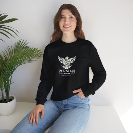 Personlised Unisex Heavy Blend™ Crewneck Sweatshirt. Modern Heritage Persian Shahbaz Falcon Design – Timeless Comfort & Style