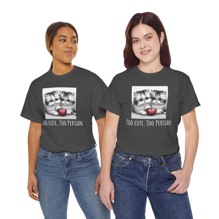 Cat Lover T-Shirt - Two Cute Persian Cats in Love with Red Heart