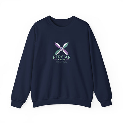 Personlised Unisex Heavy Blend™ Crewneck Sweatshirt. Modern Heritage Persian Cross Design – Timeless Comfort & Style