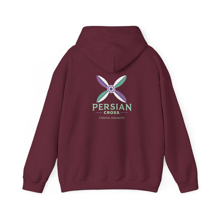 Personalized Unisex Heavy Blend Hooded Sweatshirt – Ancient Persia Sassanid Derafsh Cross Design