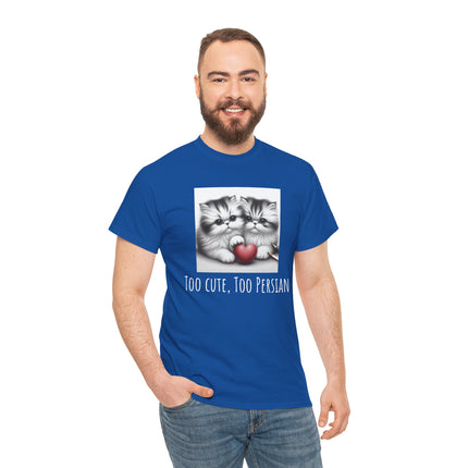 Cat Lover T-Shirt - Two Cute Persian Cats in Love with Red Heart