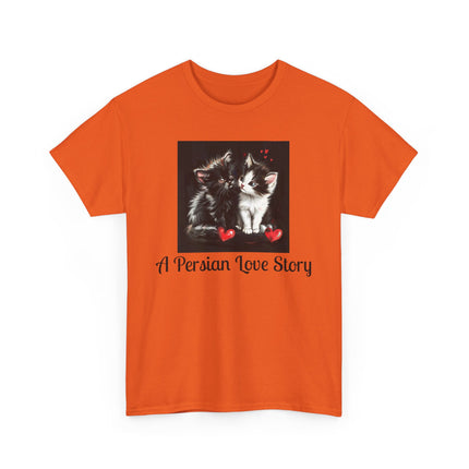 Cat Lover T-Shirt - Two Cute Persian Cats in Love with Red Heart