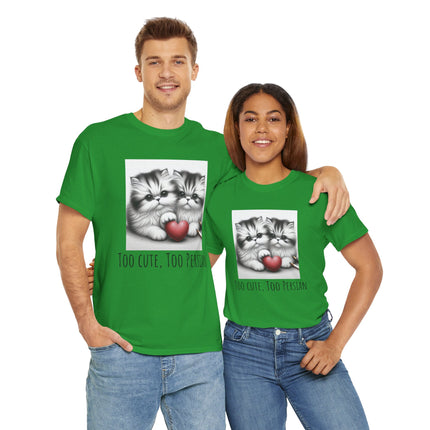 Cat Lover T-Shirt - Two Cute Persian Cats in Love with Red Heart