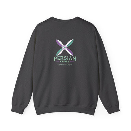 Personlised Unisex Heavy Blend™ Crewneck Sweatshirt. Modern Heritage Persian Cross Design – Timeless Comfort & Style