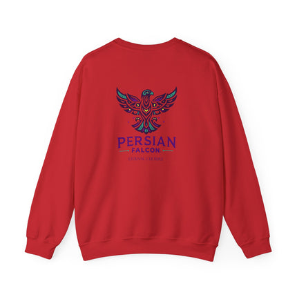 Personlised Unisex Heavy Blend™ Crewneck Sweatshirt. Modern Heritage Persian Shahbaz Falcon Design – Timeless Comfort & Style