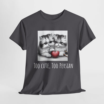 Cat Lover T-Shirt - Two Cute Persian Cats in Love with Red Heart