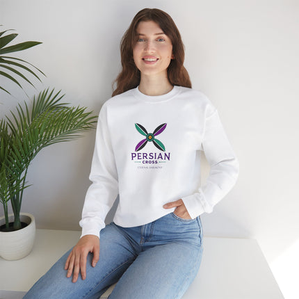 Personlised Unisex Heavy Blend™ Crewneck Sweatshirt. Modern Heritage Persian Cross Design – Timeless Comfort & Style