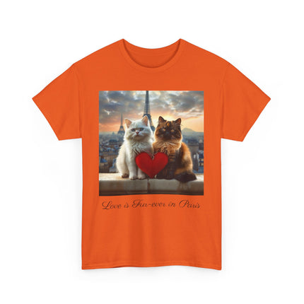 Cat Lover T-Shirt - Two Cute Persian Cats in Love with Red Heart