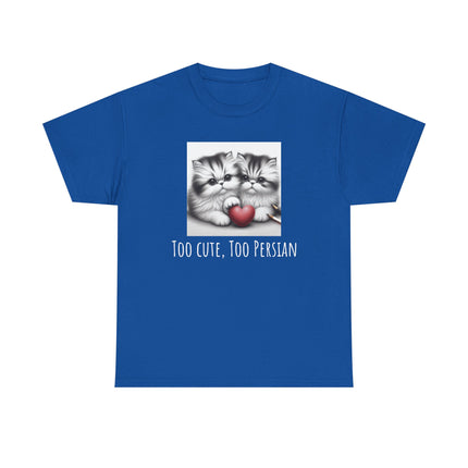 Cat Lover T-Shirt - Two Cute Persian Cats in Love with Red Heart