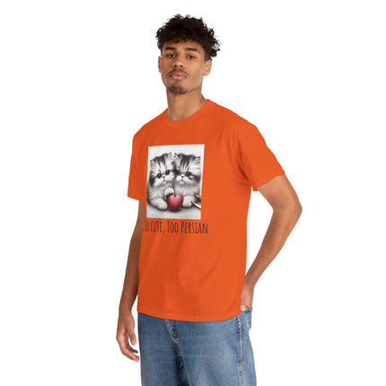 Cat Lover T-Shirt - Two Cute Persian Cats in Love with Red Heart
