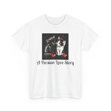 Cat Lover T-Shirt - Two Cute Persian Cats in Love with Red Heart