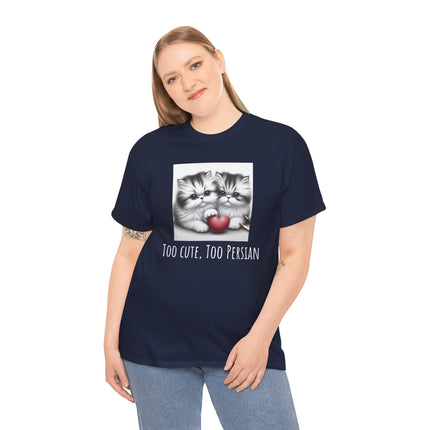 Cat Lover T-Shirt - Two Cute Persian Cats in Love with Red Heart