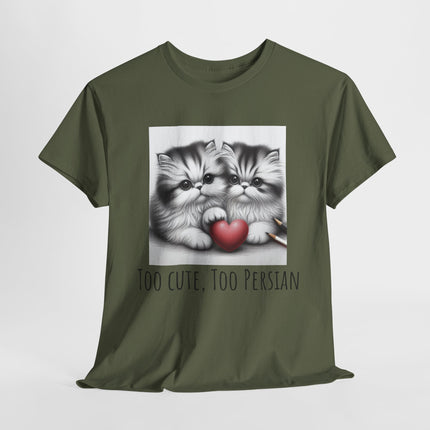 Cat Lover T-Shirt - Two Cute Persian Cats in Love with Red Heart