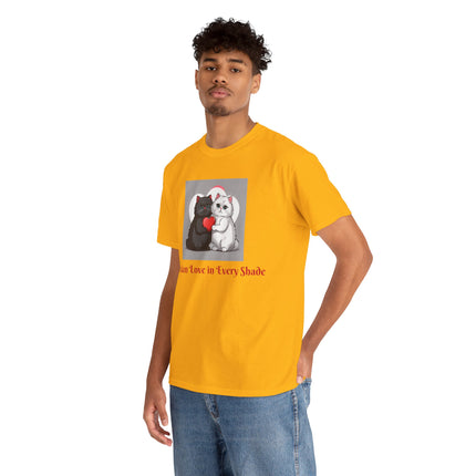 Cat Lover T-Shirt - Two Cute Persian Cats in Love with Red Heart