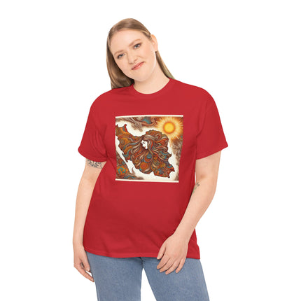 Personalised Persian Unisex T-Shirt – Rising Sun & Long Hair Design | Bohemian Freedom Culture Tee