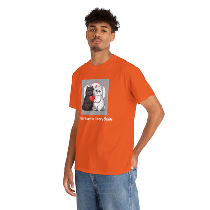 Cat Lover T-Shirt - Two Cute Persian Cats in Love with Red Heart