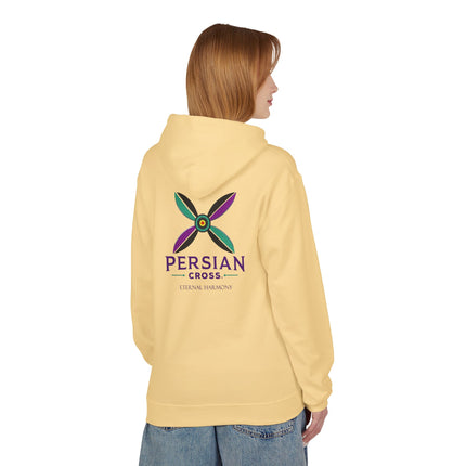 Personilised Unisex Midweight sassanid Persian Cross Fleece Hoodie – Soft, Stylish & Timeless