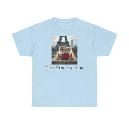Cat Lover T-Shirt - Two Cute Persian Cats in Love with Red Heart