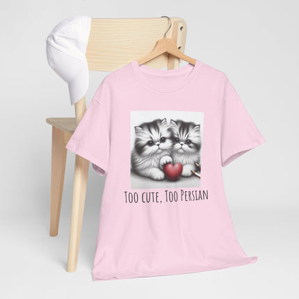 Cat Lover T-Shirt - Two Cute Persian Cats in Love with Red Heart