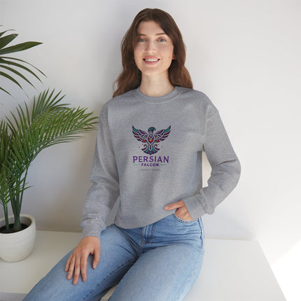 Personlised Unisex Heavy Blend™ Crewneck Sweatshirt. Modern Heritage Persian Shahbaz Falcon Design – Timeless Comfort & Style