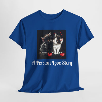 Cat Lover T-Shirt - Two Cute Persian Cats in Love with Red Heart