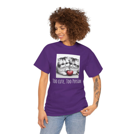 Cat Lover T-Shirt - Two Cute Persian Cats in Love with Red Heart