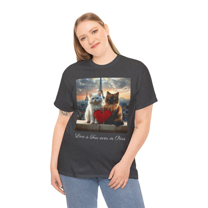 Cat Lover T-Shirt - Two Cute Persian Cats in Love with Red Heart