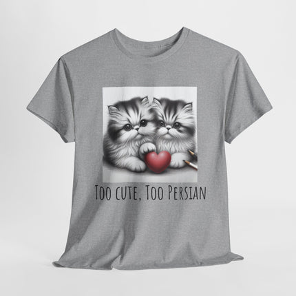 Cat Lover T-Shirt - Two Cute Persian Cats in Love with Red Heart