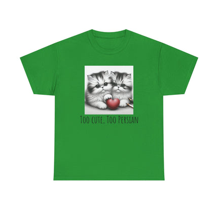 Cat Lover T-Shirt - Two Cute Persian Cats in Love with Red Heart