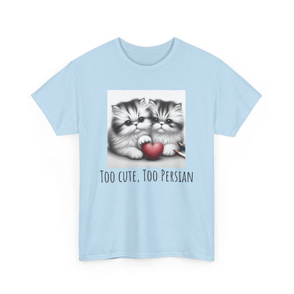 Cat Lover T-Shirt - Two Cute Persian Cats in Love with Red Heart