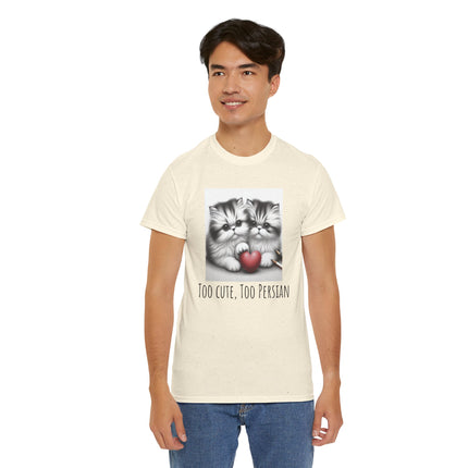 Cat Lover T-Shirt - Two Cute Persian Cats in Love with Red Heart