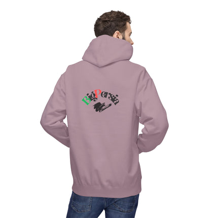 Personalised Casual Unisex Fleece Hoodie with Bold Graphic Print. BigPersia Design. Triple Print.