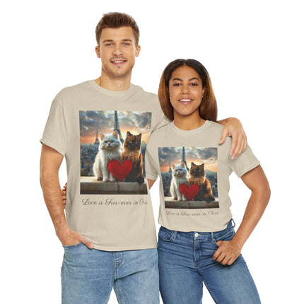 Cat Lover T-Shirt - Two Cute Persian Cats in Love with Red Heart