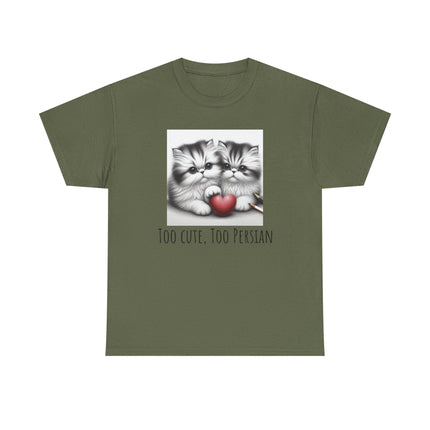 Cat Lover T-Shirt - Two Cute Persian Cats in Love with Red Heart