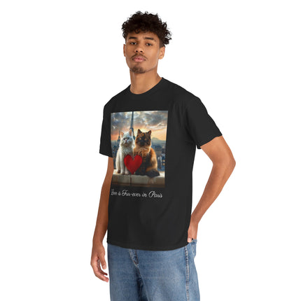 Cat Lover T-Shirt - Two Cute Persian Cats in Love with Red Heart