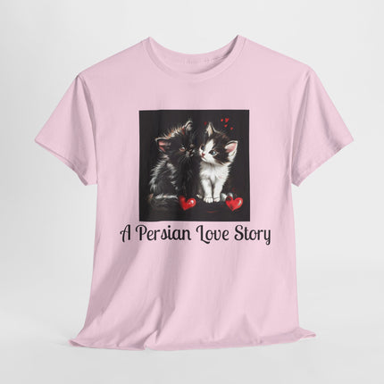 Cat Lover T-Shirt - Two Cute Persian Cats in Love with Red Heart