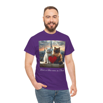 Cat Lover T-Shirt - Two Cute Persian Cats in Love with Red Heart